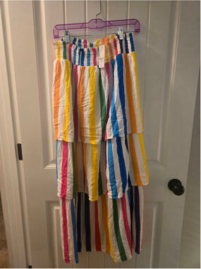 Women's NY & C Multicolor Striped Tiered Maxi Skirt M